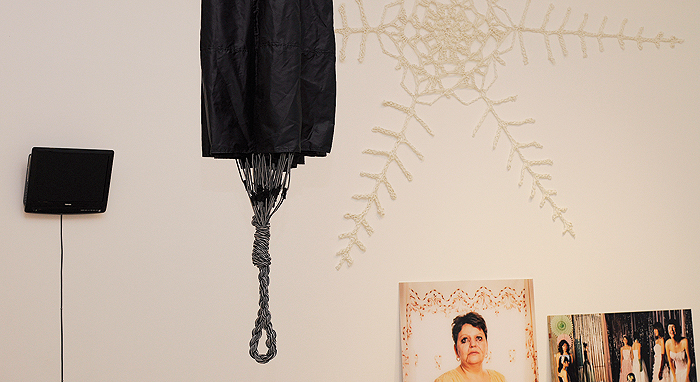 Kobayashis Self-Made Parachute and Gillian Collyers snowflake as seen in the Blackwood Gallery. Matthew Filipowich/The Medium