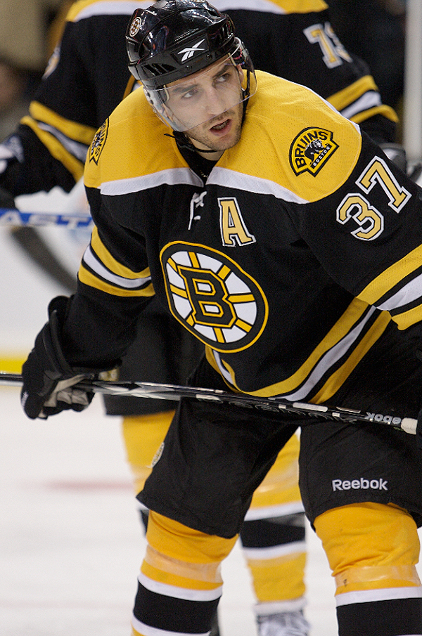 Patrice Bergeron of the Boston Bruins was one of the surprise picks for Team Canada. Peter Keeling/Inside Hockey